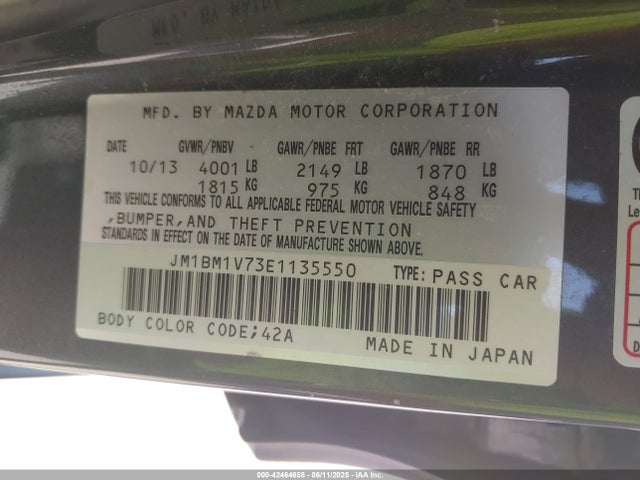 JM1BM1V73E1135550 Mazda pe