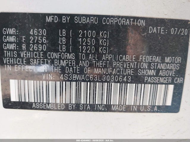 Subaru u5 2020 4S3BWAC63L3030643 Image 9