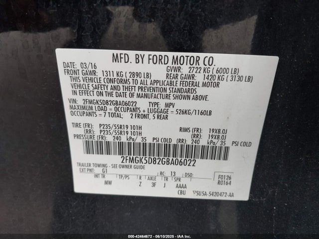 2FMGK5D82GBA06022 Ford Flex