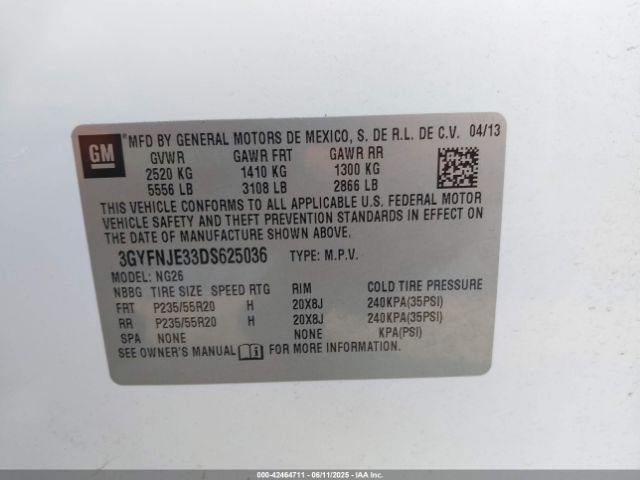 2013 CADILLAC SRX 3GYFNJE33DS625036 Photo 8