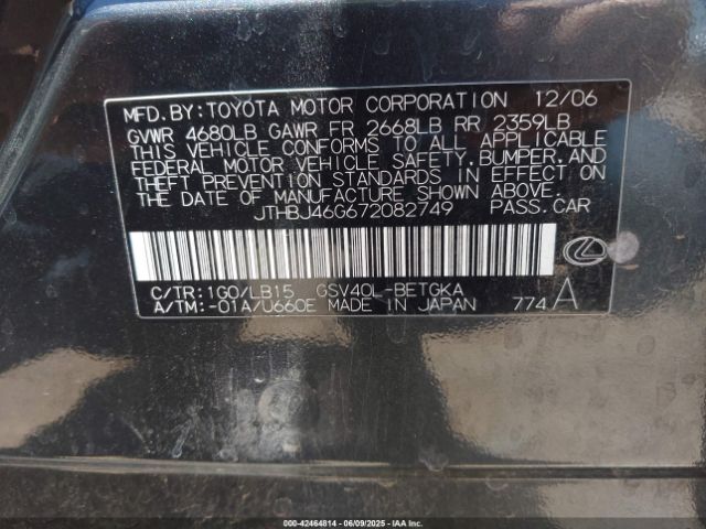 2007 LEXUS ES 350 JTHBJ46G672082749 Photo 8
