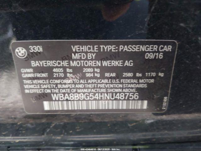 2017 BMW 330I WBA8B9G54HNU48756 Photo 8
