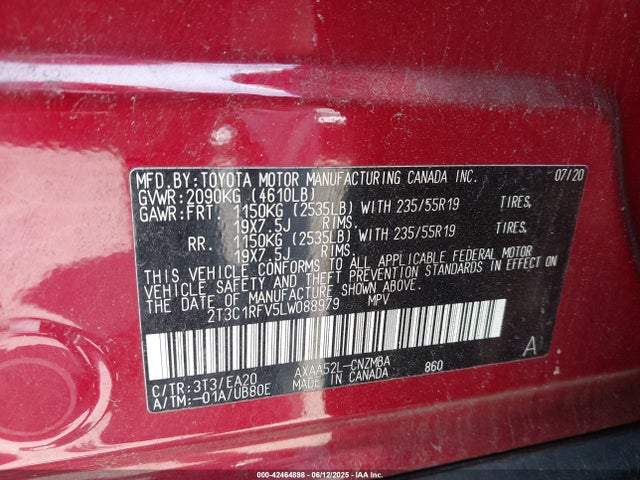 Toyota a25a-fks 2020 2T3C1RFV5LW088979 Image 9