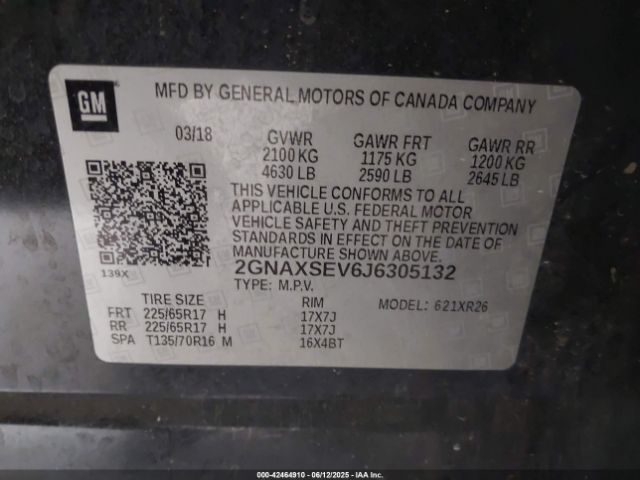 2018 CHEVROLET EQUINOX 2GNAXSEV6J6305132 Photo 8