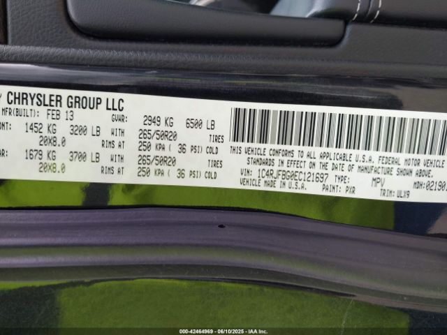1C4RJFBG0EC121697 Jeep Grand Cherokee Limited