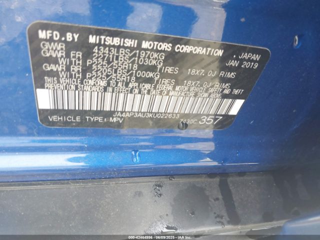 2019 MITSUBISHI OUTLANDER SPORT JA4AP3AU3KU022633 Photo 8