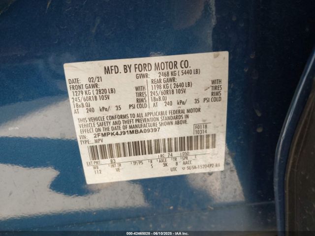 2021 FORD EDGE 2FMPK4J91MBA09397 Photo 8