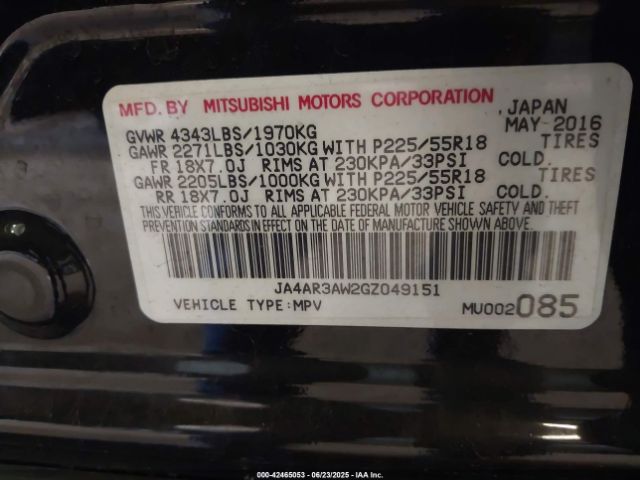 2016 MITSUBISHI OUTLANDER SPORT JA4AR3AW2GZ049151 Photo 8