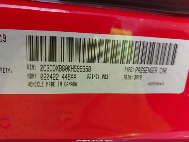 2019 DODGE CHARGER 2C3CDXBG0KH599358 Photo 8