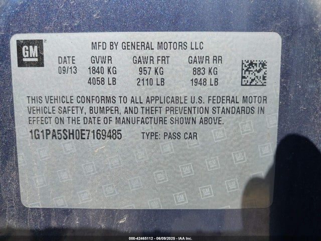 1G1PA5SH0E7169485 Chevrolet Cruze Ls Auto
