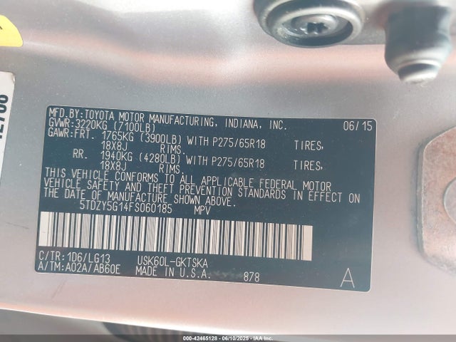 5TDZY5G14FS060185 Toyota 3ur-fe