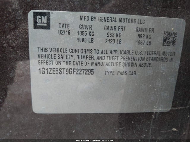 1G1ZE5ST9GF227295 Chevrolet lfv - di: direct injection, vvt, gen1 gmna