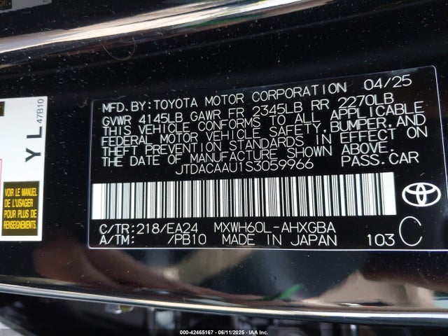 JTDACAAU1S3059966 Toyota m20a-fxs