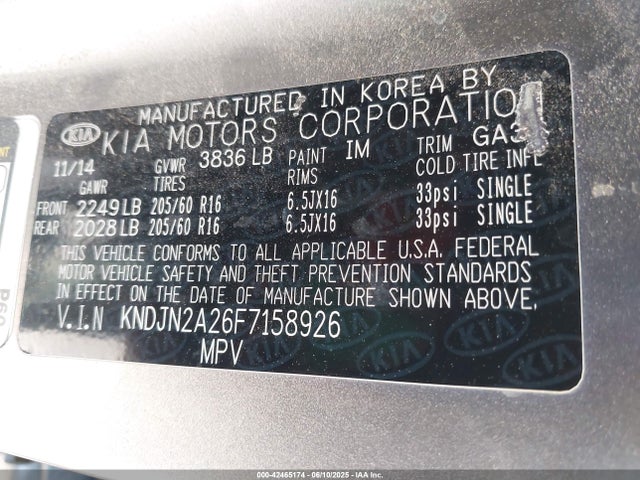 KIA dohc gdi gamma 2015 KNDJN2A26F7158926 Image 9