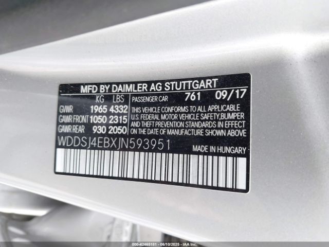 WDDSJ4EBXJN593951 Mercedes-Benz CLA 250