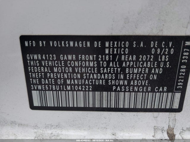3VWE57BU1LM104222 Volkswagen 1.4 tsi