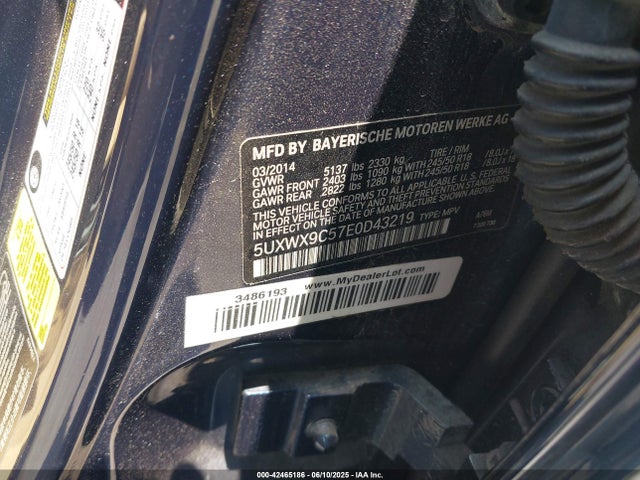 5UXWX9C57E0D43219 BMW X3