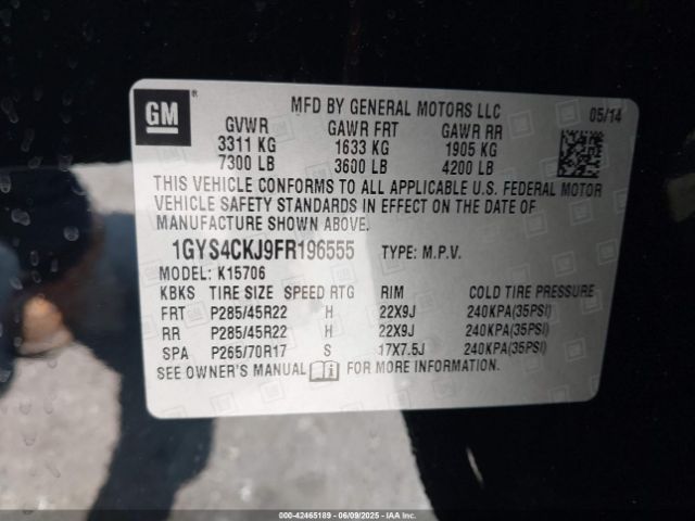 2015 CADILLAC ESCALADE 1GYS4CKJ9FR196555 Photo 8