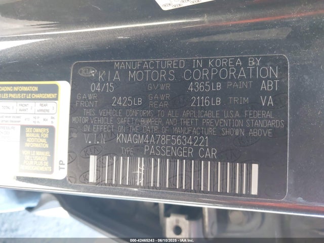 KNAGM4A78F5634221 KIA dohc gdi theta ii
