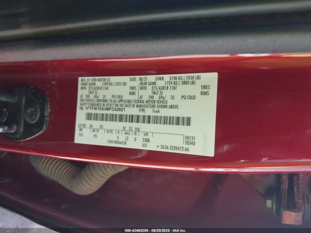 2021 FORD F-150 1FTFW1E83MFC62921 Photo 8