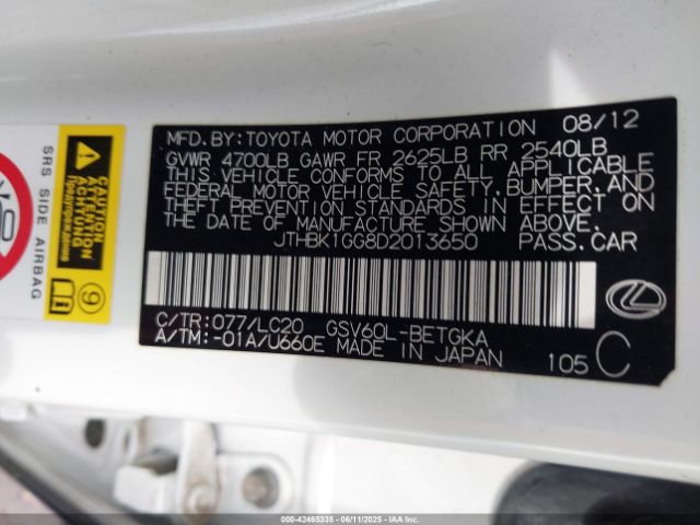 2013 LEXUS ES 350 JTHBK1GG8D2013650 Photo 8