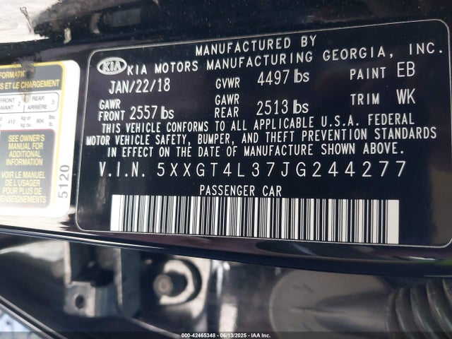 5XXGT4L37JG244277 KIA gdi