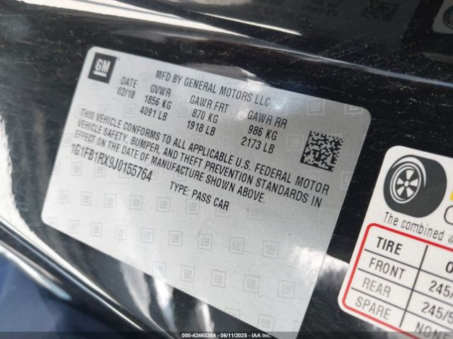 2018 CHEVROLET CAMARO 1G1FB1RX9J0155764 Photo 8