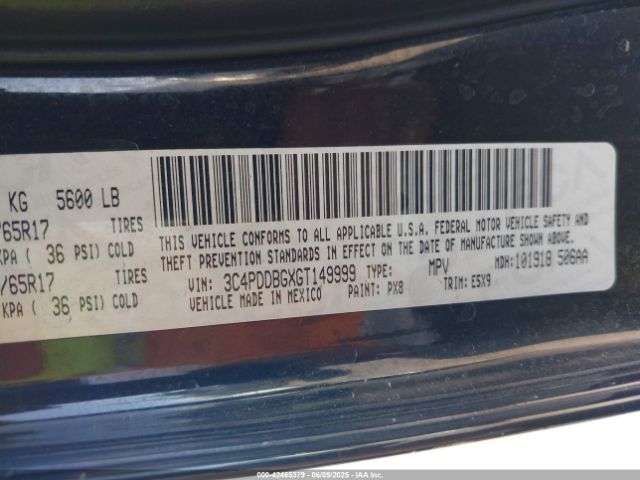 3C4PDDBGXGT149999 Dodge Journey Sxt