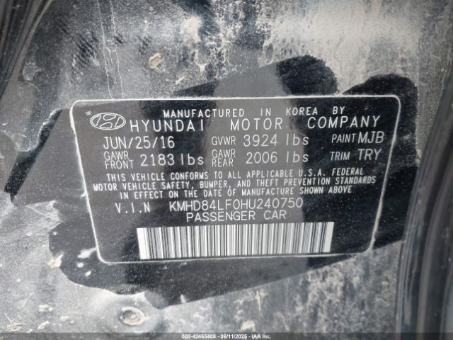KMHD84LF0HU240750 Hyundai Elantra Value Edition