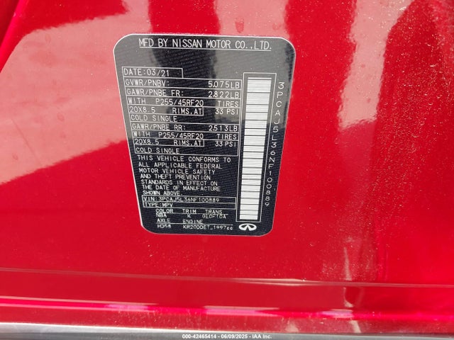 Infiniti QX55 2022 3PCAJ5L36NF100889 Image 9