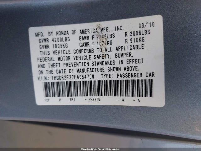 1HGCR2F37HA054709 Honda k24w1