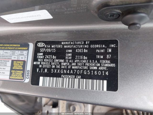 5XXGN4A70FG516014 KIA OPTIMA EX