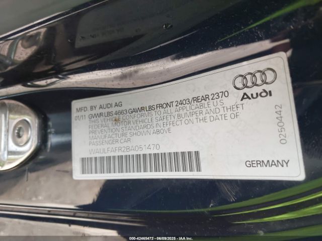 2011 AUDI A5 WAULFAFR2BA051470 Photo 8