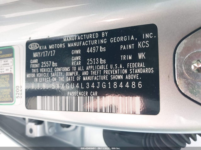 5XXGU4L34JG184486 KIA gdi