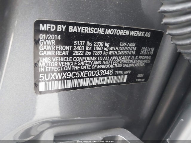 5UXWX9C5XE0D33946 BMW X3