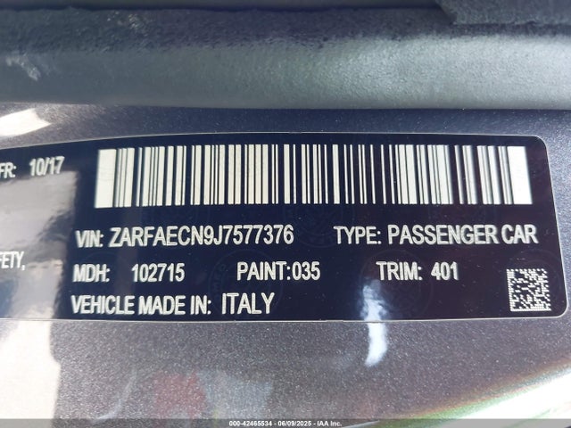 Alfa Romeo giulia (952) 2018 ZARFAECN9J7577376 Image 9