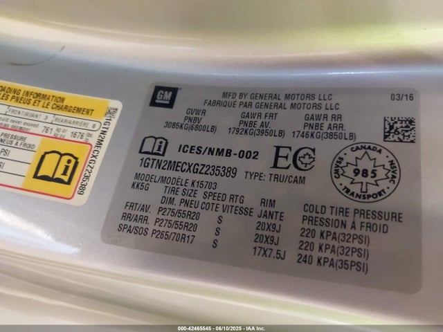 1GTN2MECXGZ235389 GMC l83 - sidi, vvt, afm, e85 max, aluminum