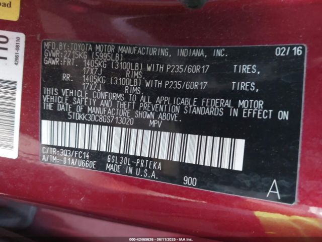 5TDKK3DC8GS713020 Toyota 2gr-fks