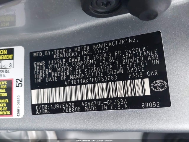 4T1G11AK1PU753083 Toyota a25a-fks
