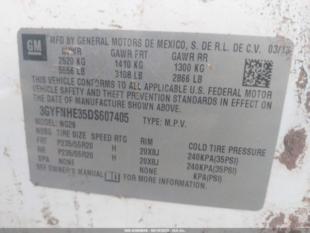 2013 CADILLAC SRX 3GYFNHE35DS607405 Photo 8