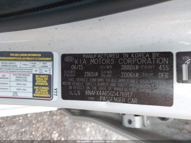 KNAFX4A65G5476917 KIA FORTE LX