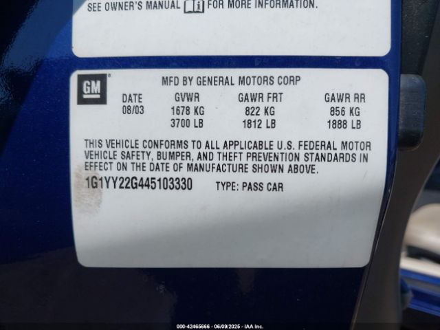 2004 CHEVROLET CORVETTE 1G1YY22G445103330 Photo 8