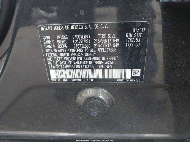 3CZRU5H57HM716390 Honda r18z9