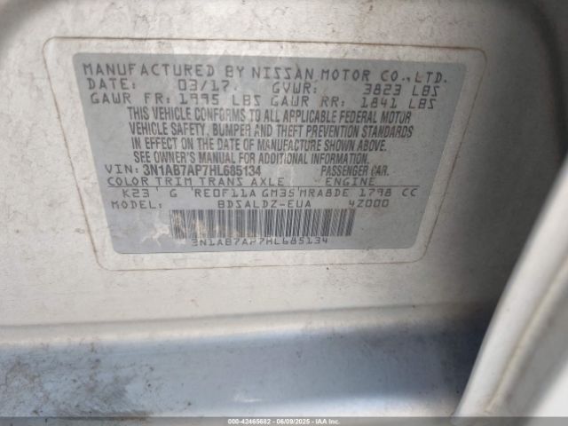 3N1AB7AP7HL685134 Nissan SENTRA SV