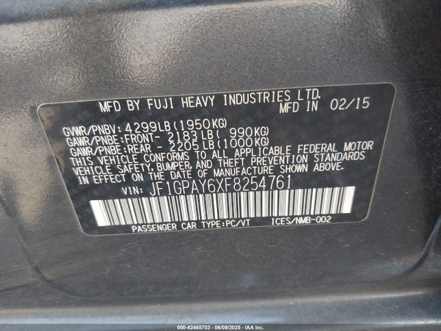 JF1GPAY6XF8254761 Subaru 2.0l na
