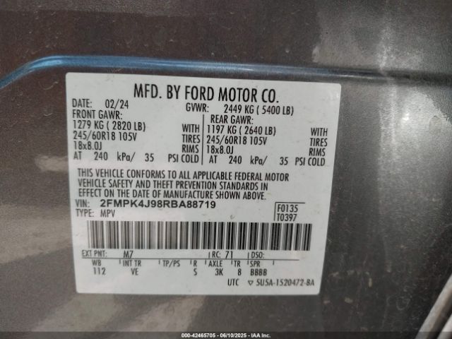 2FMPK4J98RBA88719 Ford EDGE SEL