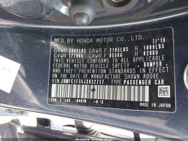 Honda l15b7 2018 JHMFC1F35JX032717 Image 9