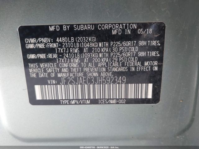 2018 SUBARU FORESTER JF2SJAEC3JH592349 Photo 8