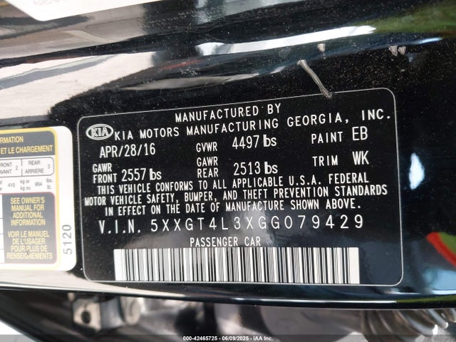 5XXGT4L3XGG079429 KIA t-gdi theta ii