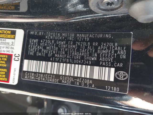 4T1FZ1FB1LU047349 Toyota 2gr-fks